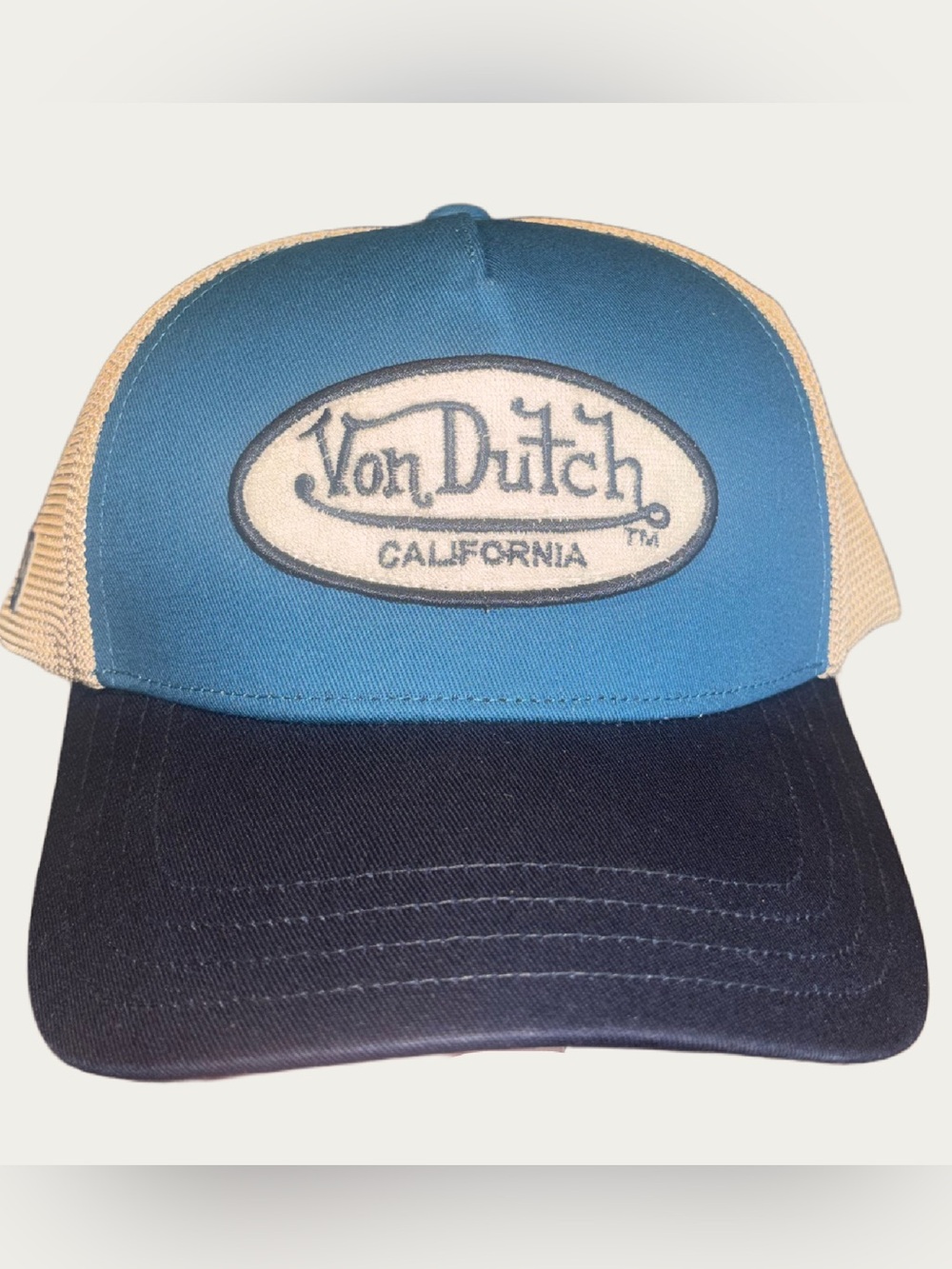 Von Dutch Two-Tone Trucker Cap - Teal, Navy, Tan
